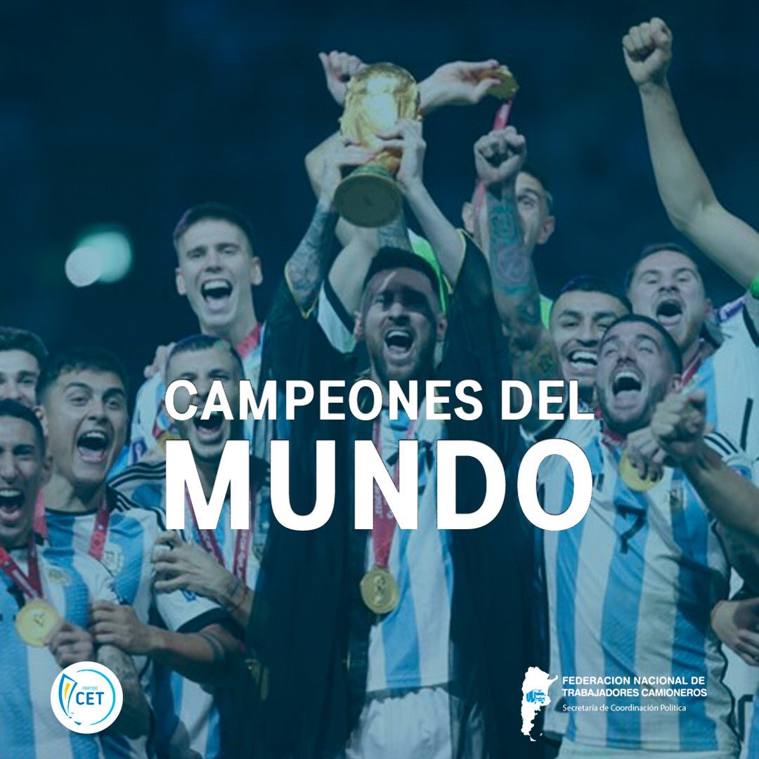 ¡Argentina Campeón del Mundo! 🇦🇷🏆

Gracias por traer esta felicidad al pueblo argentino 

#ArgentinaCampeonDelMundo #ArgentinaCampeon #Qatar2022