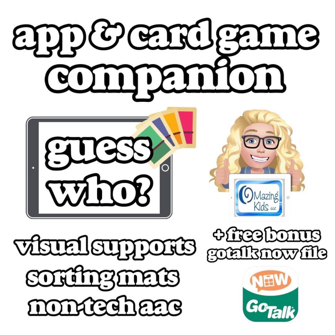 amoorad's tweet image. ✅ New Resource: App and Card Game Companion + AAC Communication Board: Guess Who?, bit.ly/GuessWhoAppAnd… ✅ 

#TPT #AppCompanion #AppsForSLPs