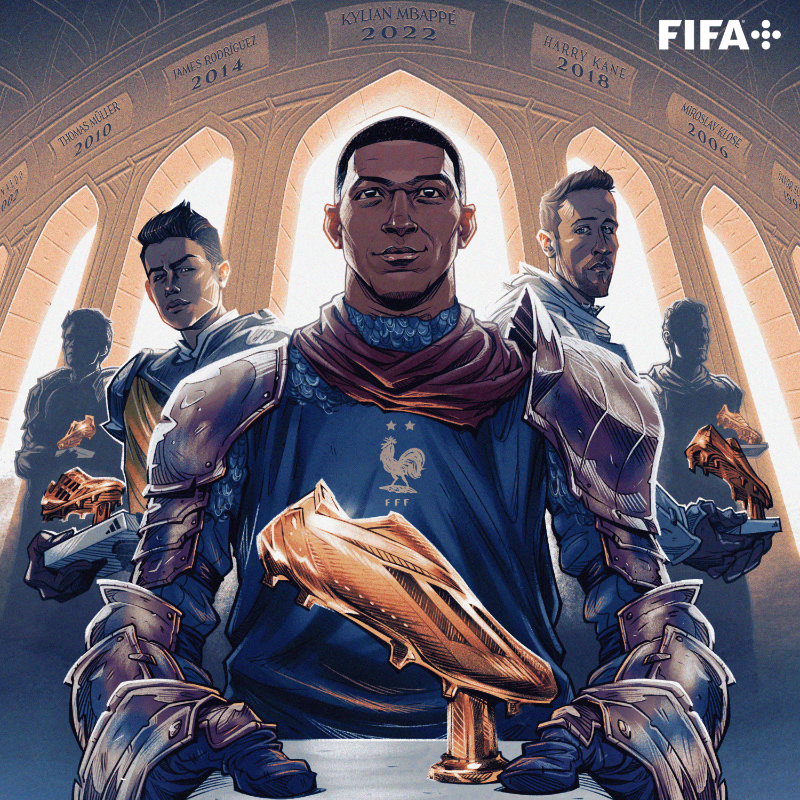 FIFAWorldCup's tweet photo. ⚽️ MBAPPE ⚽️

Our adidas Golden Boot winner after scoring eight goals at #Qatar2022