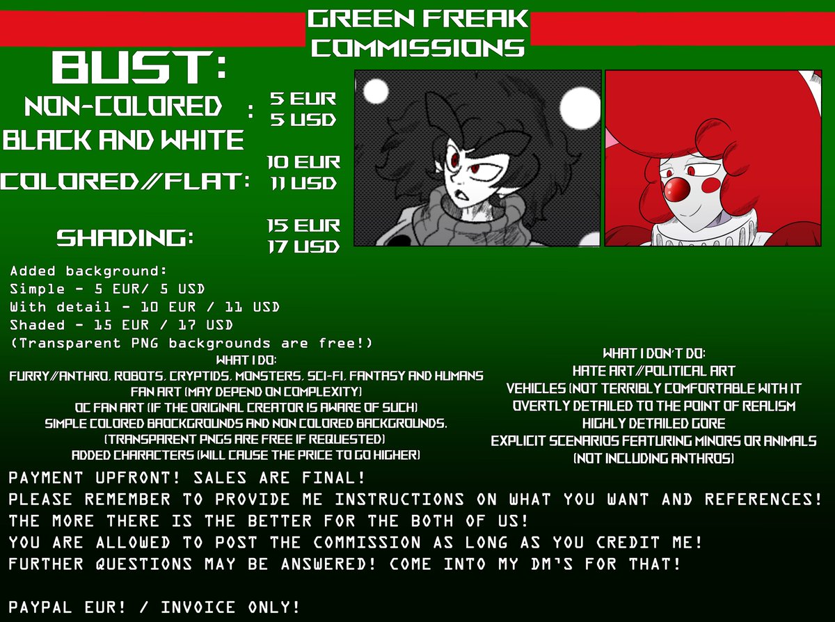 👁️🟢Green-Freak🟢👁️ COMMISSION'S: Open tweet media