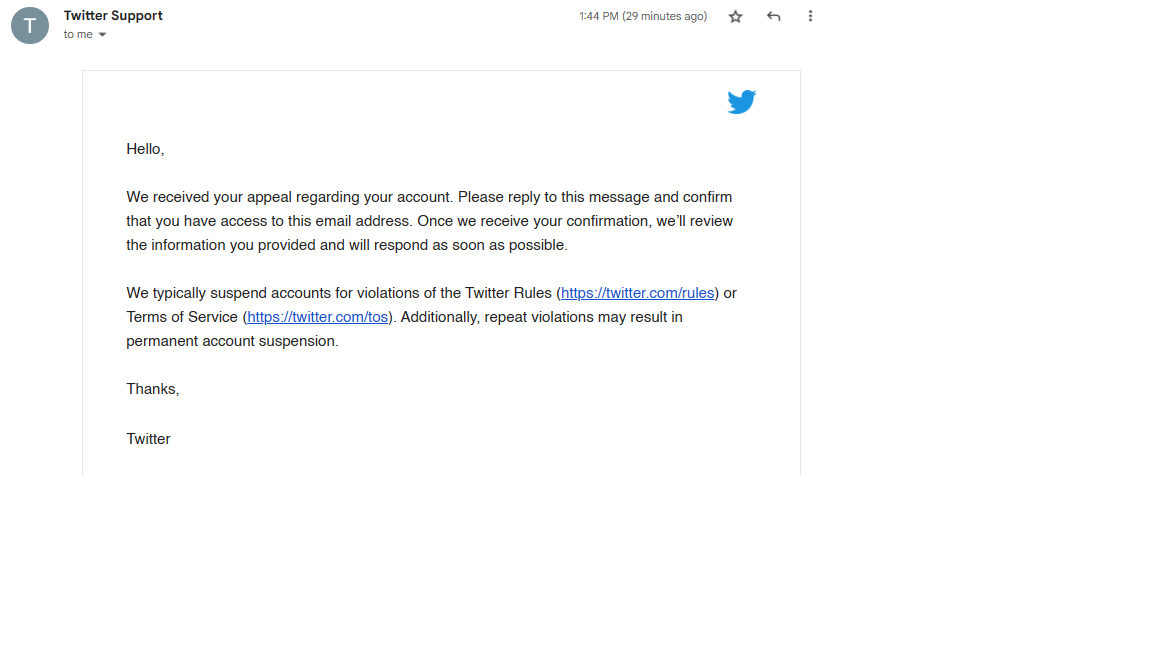 sebbaum0's tweet photo. Waiting to hear back from Twitter, second request as the first got auto-denied for re-activation. Let's hope for the best!! @pickethillmedia #twitterbyelon #twitterrules https://t.co/GmDnkxTymd