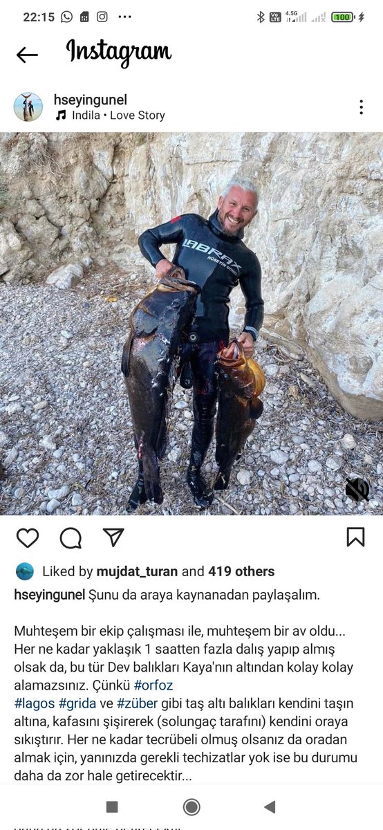 Bravo milletin gözü gibi koruduğu resifin efesini avlamışsınız. Ne büyük avcısınız. En büyük sensin kardeşim senden usta avcı yok bu Akdeniz'de. Orfozu korumak için onlarca senedir mücadele veren kampanyalar yapanlara nispet bakanlıkça yasaklanmasina rağmen başarmissin helal...