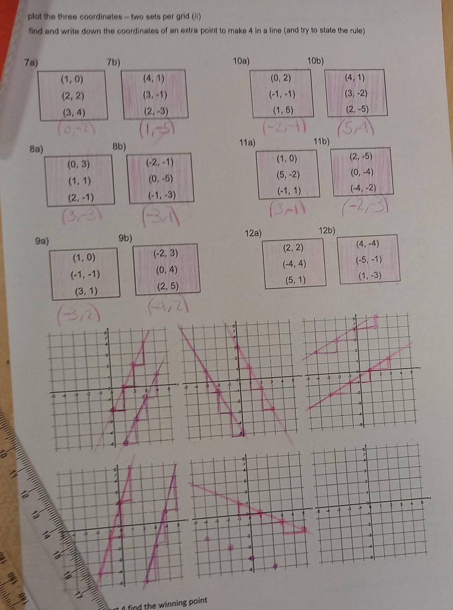 BucksburnMaths's tweet photo. Four In A Line #donsteward tasks. Getting #s2maths into the idea of straightline graphs and looking for rules/formulae connecting x and y coordinates.
https://t.co/DAzwrHxT24
https://t.co/xRzN2cGZxQ https://t.co/h8KzwKqT1z