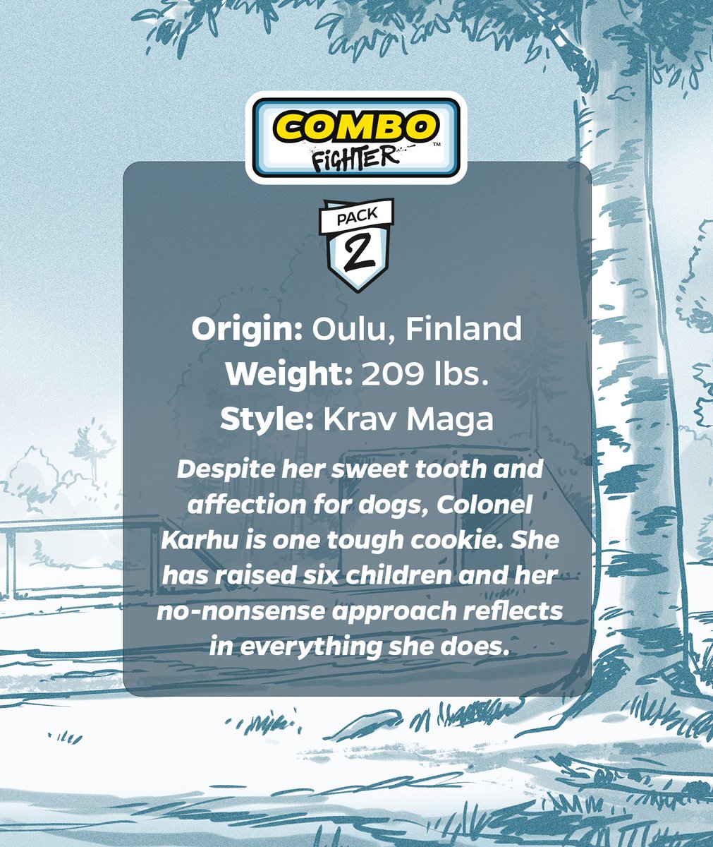 Plotmakergames's tweet photo. Officially introducing: COLONEL KARHU
Swipe to read a little about the hardcore mother of six! ๐ช
For advent we are introducing the 4 fighters in Combo Fighter Plotmaker Edition, Pack 2 ๐ฒ
#Combofighter #boardgame #advent https://t.co/OthSIiVRnX