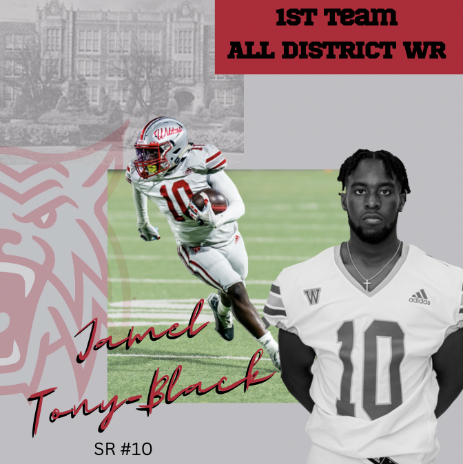Congrats to <a href="/jamel_toney/">“Melcinco” Jamel Toney-Black</a> on your All District honor! Also broke the school record for receiving yards in a season! Cannot wait to see all you accomplish!