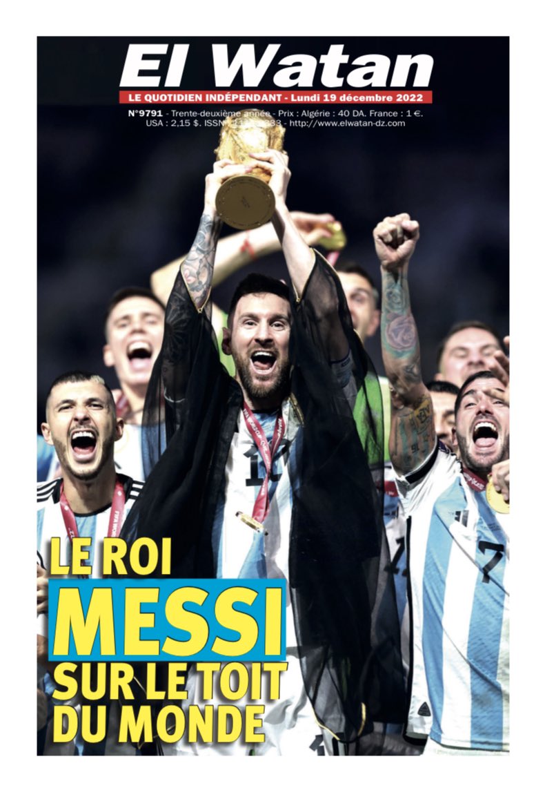 sofiaouahib's tweet photo. A lire demain sur @elwatandzcom #El_Watan #FIFAWorldCup #coupedumonde2022 #QatarWorldCup2022 #Messi https://t.co/5x88gvqKcy
