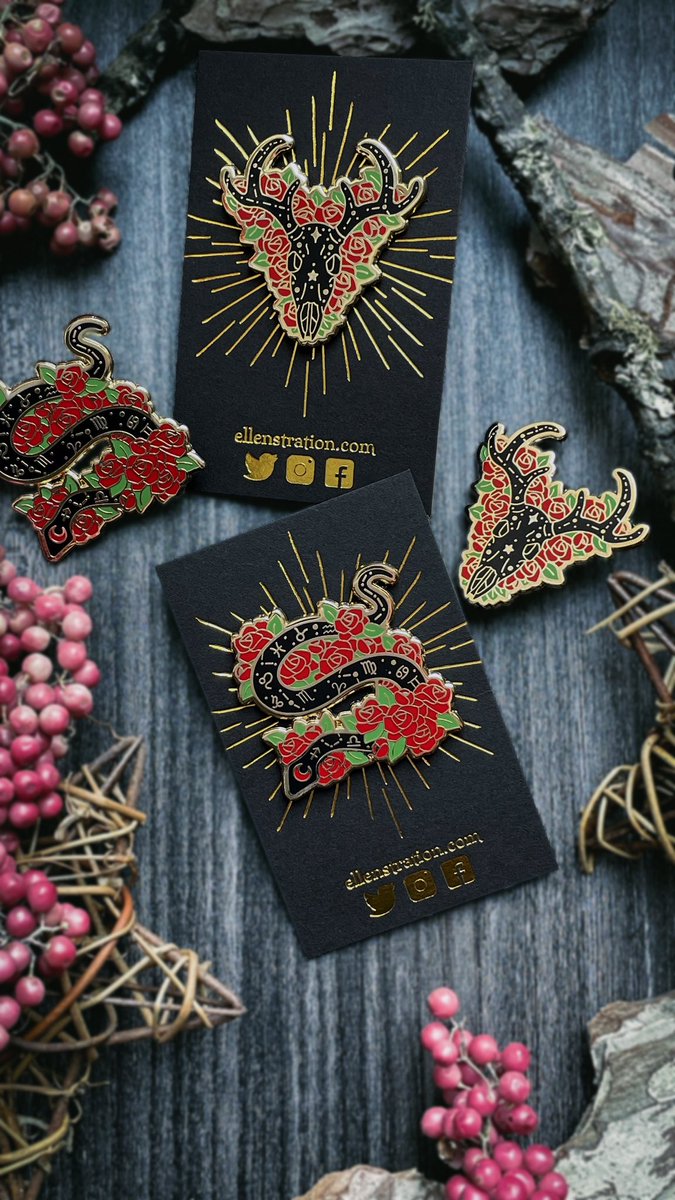 ConjuringEllen's tweet photo. I love designing &amp; making enamel pins Magical themes with a hint of the macabre 🥀

🛍️ https://t.co/MhXuRkoyng 
💌info@ellenstration.com

[RTs appreciated] https://t.co/fy8wBVaiXv