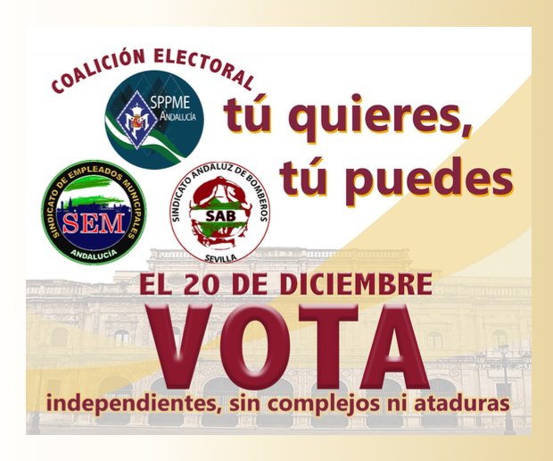 AGRADECIMIENTO a aquellos sindicatos que han llevado una campaña limpia. Una pena que algunos hayan utilizado el insulto, el juego sucio y la mentira por bandera. 
El SEM siempre apostará por el diálogo y el respeto a todos. 

#20DVotaCoalición

<a href="/SppmeaSevilla/">SPPME-A SEVILLA</a> 
<a href="/SAB_Sevilla/">Sind. And. Bomberos</a>