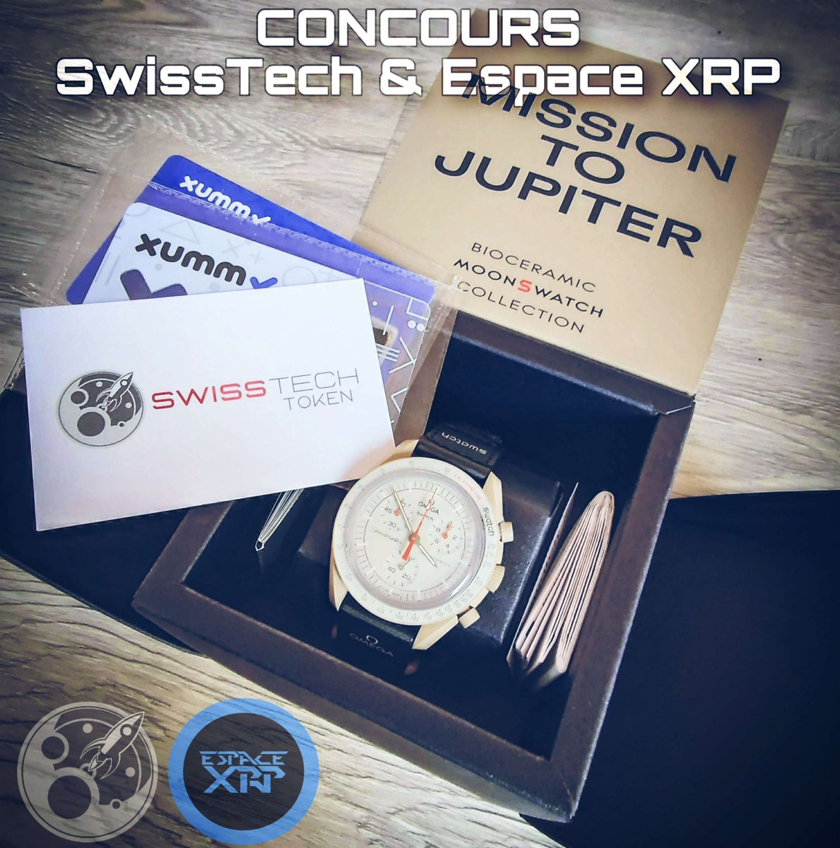 EspaceXRP's tweet image. 🎅🏼 @SwisstechToken offre une MoonSwatch (SWATCH x OMEGA) + 2 cartes XUMM à 1 personne de la communauté XRP FR.

Pour participer:
- Suivre @SwisstechToken et @EspaceXRP
- Retweeter

*Tirage au sort le 25.12.22.
⌚️ SwissTech offre une Jaeger également, +infos dans les commentaires.