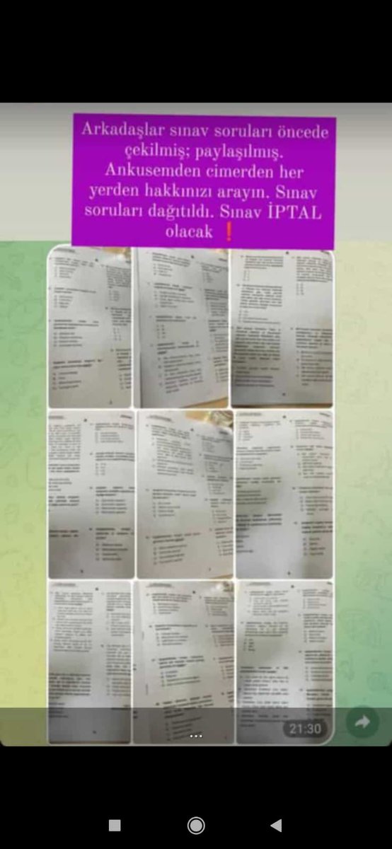 Dün yapılan BKÜ sınavında telefonla çekilmiş sorular. Devamı da var gruplarda.Sınavda bunu çeken kişi cok kolay bir şekilde kopya da çekmiştir açık ve net. Binlerce insanın emeğine yazık. Açıklama bekliyoruz <a href="/VahitKirisci/">Prof.Dr.Vahit Kirişci</a> <a href="/ankusem/">ANKÜSEM</a> <a href="/TCTarim/">T.C. Tarım ve Orman Bakanlığı</a> #bküsınavıiptal #bayiliksınavıiptal