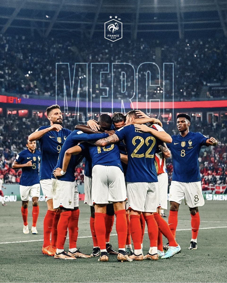 BafGomis's tweet image. Merci à notre équipe de France, vous nous avez fait rêver tout au long de cette coupe du monde.
Nous sommes fiers de vous 🇫🇷🌟🌟
