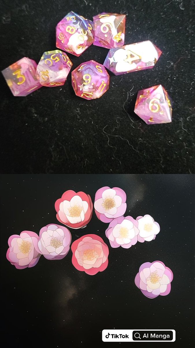 SimplyEdenUS's tweet photo. I had so much fun seeing what the AI filter made my Dice into. Which is your favorite?

#dnd #ttrpg #Dice #dicemaker #art #d20 #ttrpgfamily https://t.co/cu8CJrB8gd
