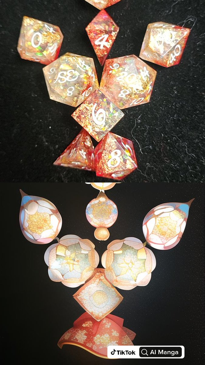 SimplyEdenUS's tweet photo. I had so much fun seeing what the AI filter made my Dice into. Which is your favorite?

#dnd #ttrpg #Dice #dicemaker #art #d20 #ttrpgfamily https://t.co/cu8CJrB8gd