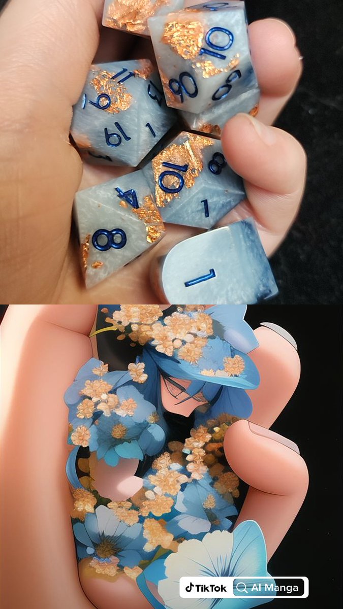 SimplyEdenUS's tweet photo. I had so much fun seeing what the AI filter made my Dice into. Which is your favorite?

#dnd #ttrpg #Dice #dicemaker #art #d20 #ttrpgfamily https://t.co/cu8CJrB8gd