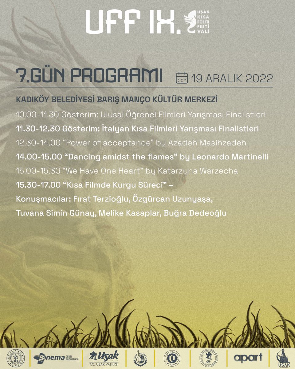 KanatliDenizati's tweet photo. Uşak Kısa Film Festivali 19-21 Aralık tarihlerinde İstanbul’da!

Görüşmek üzere 💫 

#UFF2022 #usakkısafilmfestivali #internationalfilmfestival #wingedseahorse #kanatlıdenizatı #tckültürveturizmbakanlığı #sinemagenelmüdürlüğü https://t.co/pKLD03j4Os