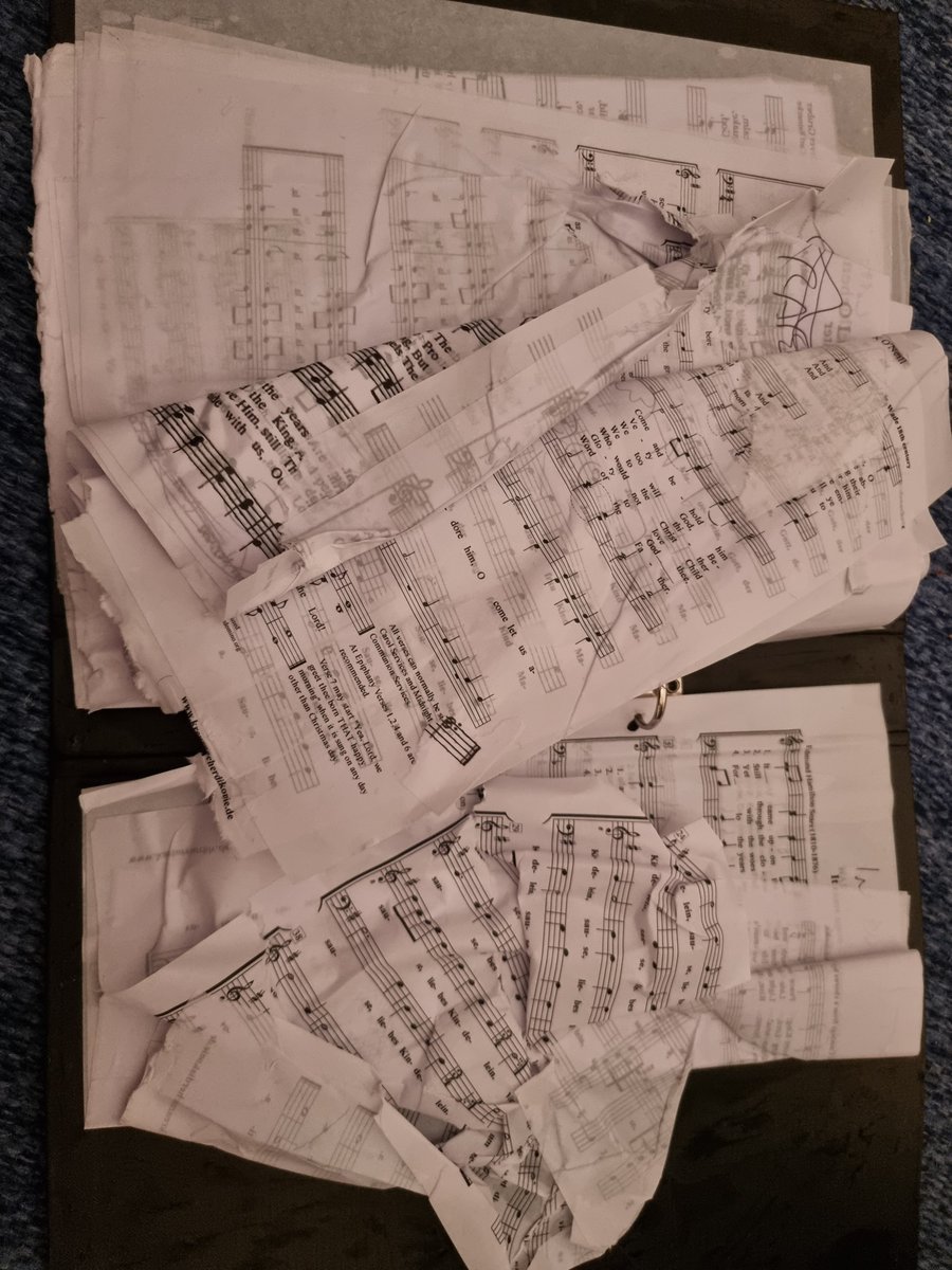 PubPolyphony's tweet image. TIL that if you sing in the rain for 75 mins your music folder will end up resembling an ancient palimpsest! Huge thanks to the heroic singers who braved the non-stop downpour &amp;amp; brought seasonal splendour to the crowds at Trafalgar Square, making lots of money for good causes!