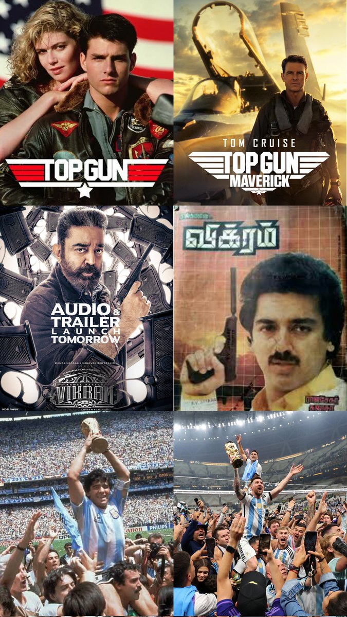 Kamaladdict7's tweet photo. In many ways this was the year of 1986 coming back

Vikram
Top gun
&amp; Now Argentina

#FIFAWorldCup https://t.co/vzTBGtD5d5