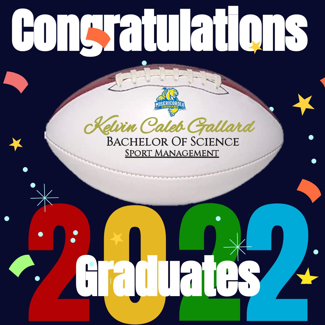 MUCougarsFB's tweet photo. Congratulations Kelvin Gallard (@kcaleb01)
Hellertown, PA on conferring your degree in Sport Management
#BeBIGTIMEWhereYouAre https://t.co/QyIeI1oQHj