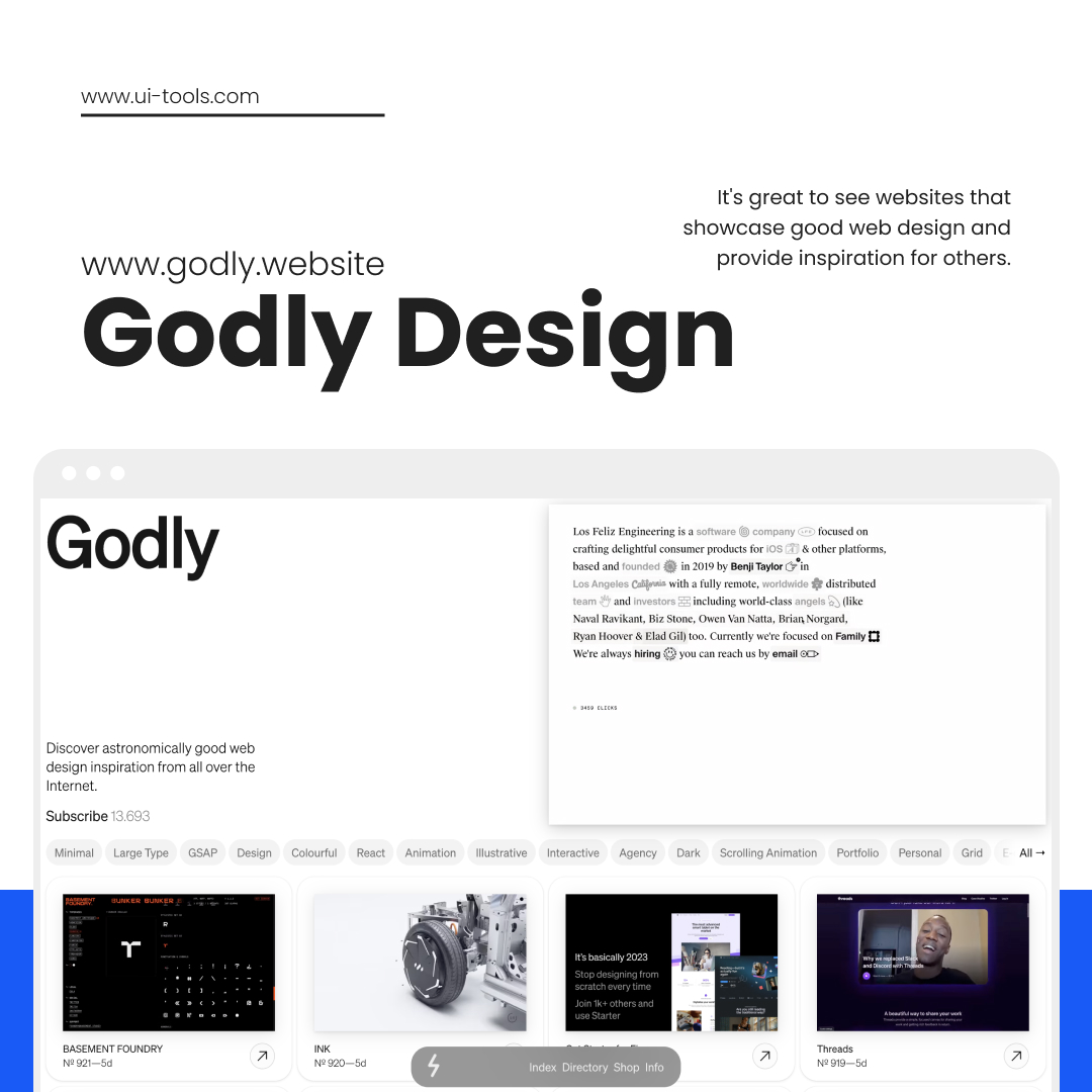 ui_tools_com's tweet image. Godly Design : It's great to see websites that showcase good web design and provide inspiration for others.
🔥 For More : ui-tools.com
#design #designinspiration #inspiration #userinterface #ui #ux