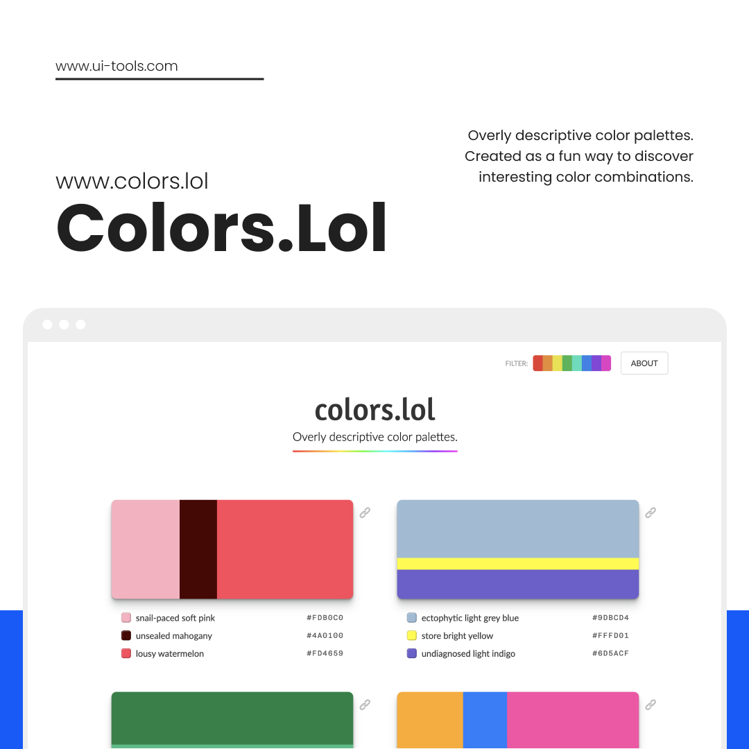 ui_tools_com's tweet image. Overly descriptive color palettes. Created as a fun to discover interesting color combinations.
🔥 For More : ui-tools.com
#design #designinspiration #inspiration #userinterface #ui #ux