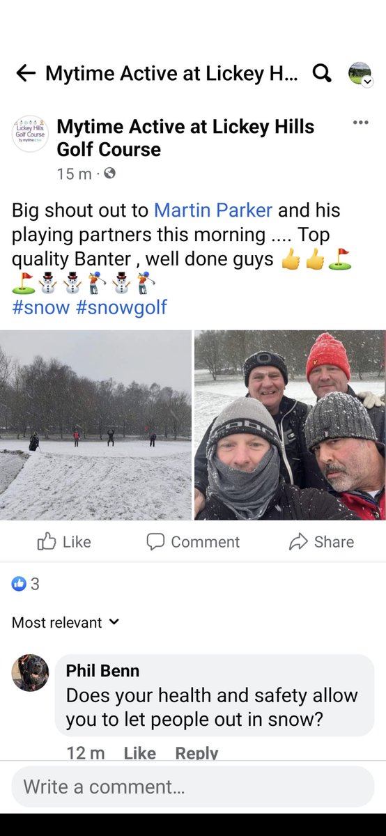 Big shout out to Martin Parker and his playing partners this morning .... Top quality Banter , well done guys 👍👍⛳⛳⛄⛄🏌️⛄🏌️
#snow #snowgolf #snowing #sport #golf #golfer #fun