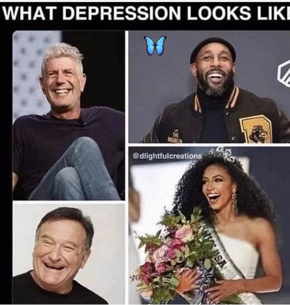 Marilynlistens's tweet photo. Depression is real, we must pay attention. If you’re experiencing sadness reach out to somebody &amp; a professional &amp; if you notice a friend in trouble pay attention listen to them. Let’s stop hate, and the stigma. We can heal #mentalhealth #empathy  #depression #dumphate https://t.co/cRHQyUCvp2