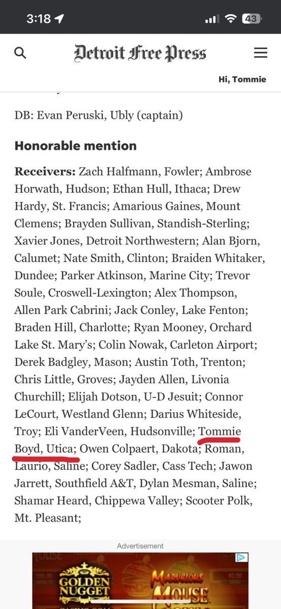 TommieB80's tweet photo. Thankful to be named ALL STATE honorable mention as a WR!🖤 https://t.co/oLi4Houl89