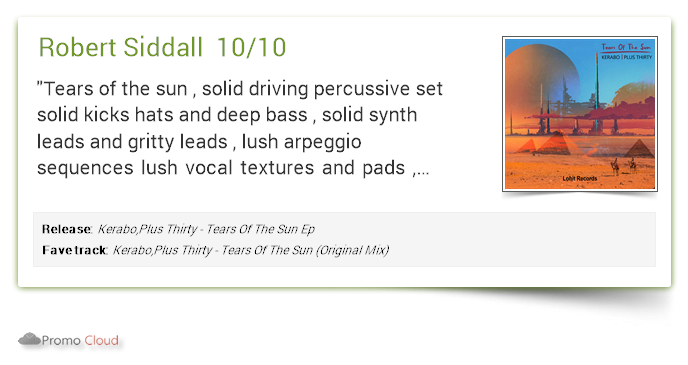 lohitrecords's tweet photo. Robert Siddall supports: @Kerabo - Tears Of The Sun (@Plusthirty Mix) 10/10 #newrelease https://t.co/rO8kvz49i4 https://t.co/Lens8t0RW4
