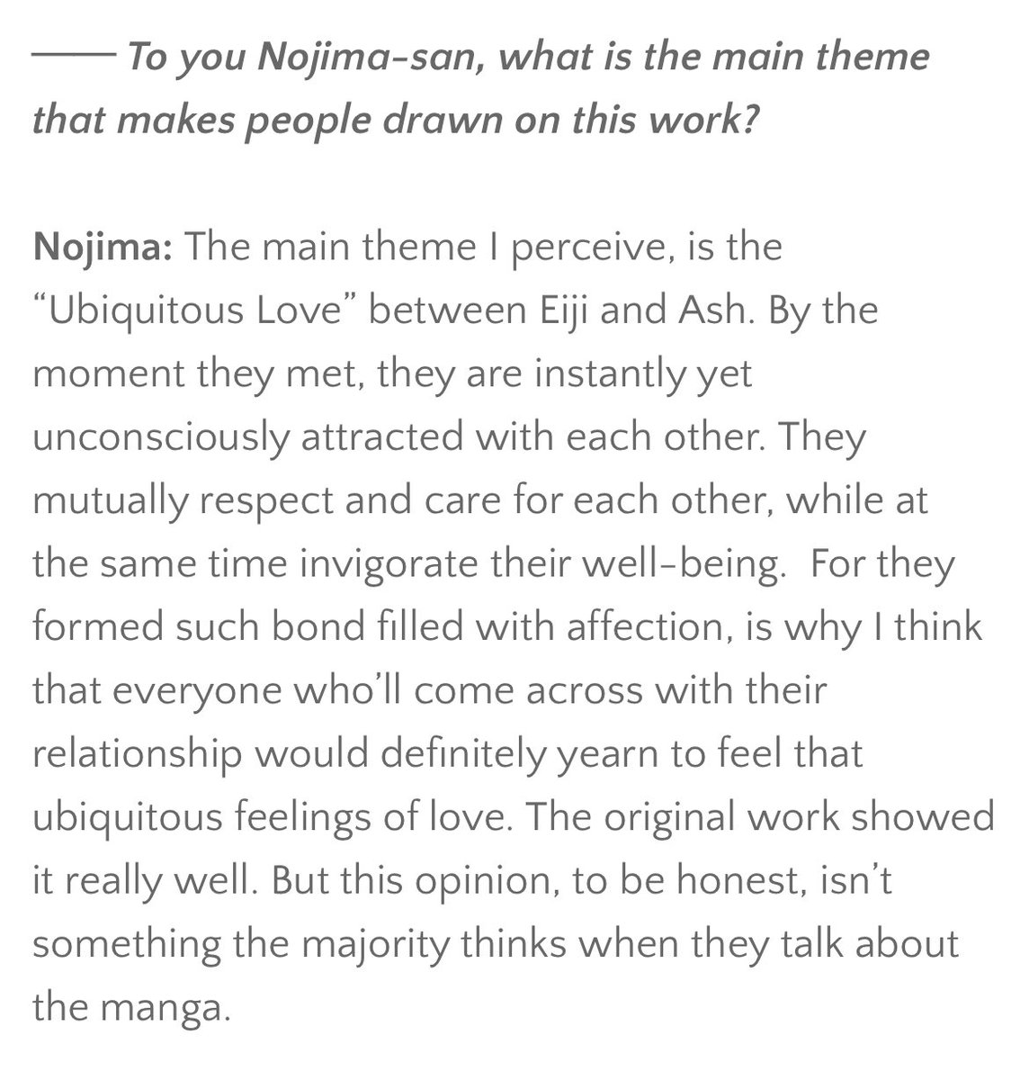 Daily AshEiji on Twitter "Kenji Nojima’s opinion (Eiji’s voice actor