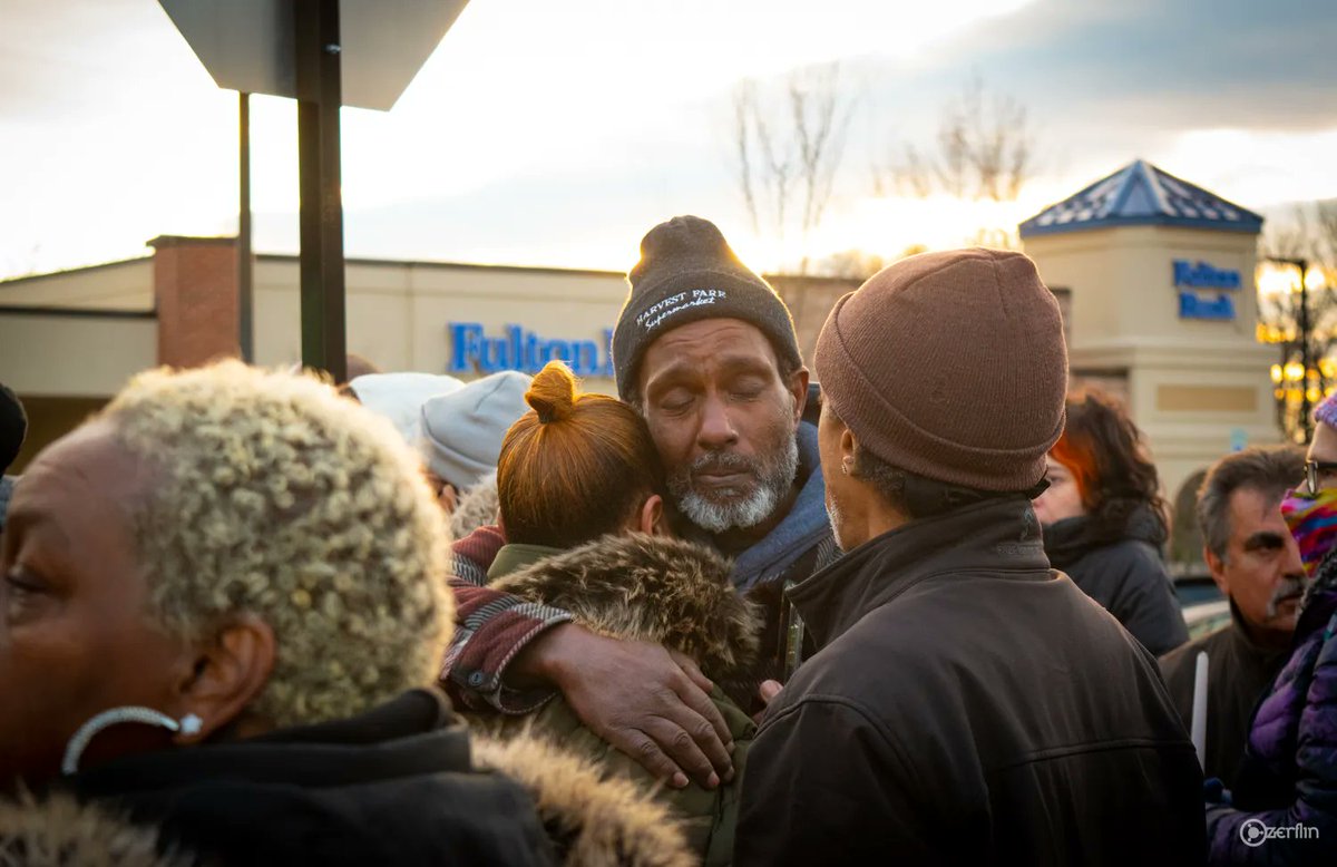 benjancewicz's tweet photo. Tears flow as the ceremonies end.

For nearly a decade, the Northwood community in Baltimore has been calling for the @bp_plc gas station to be closed. 
Then, on Sunday, #AlStevenson was murdered at the station. 
His nephew @JamarEdwardDay began rallying to shut it down. https://t.co/LaaoOr4blw