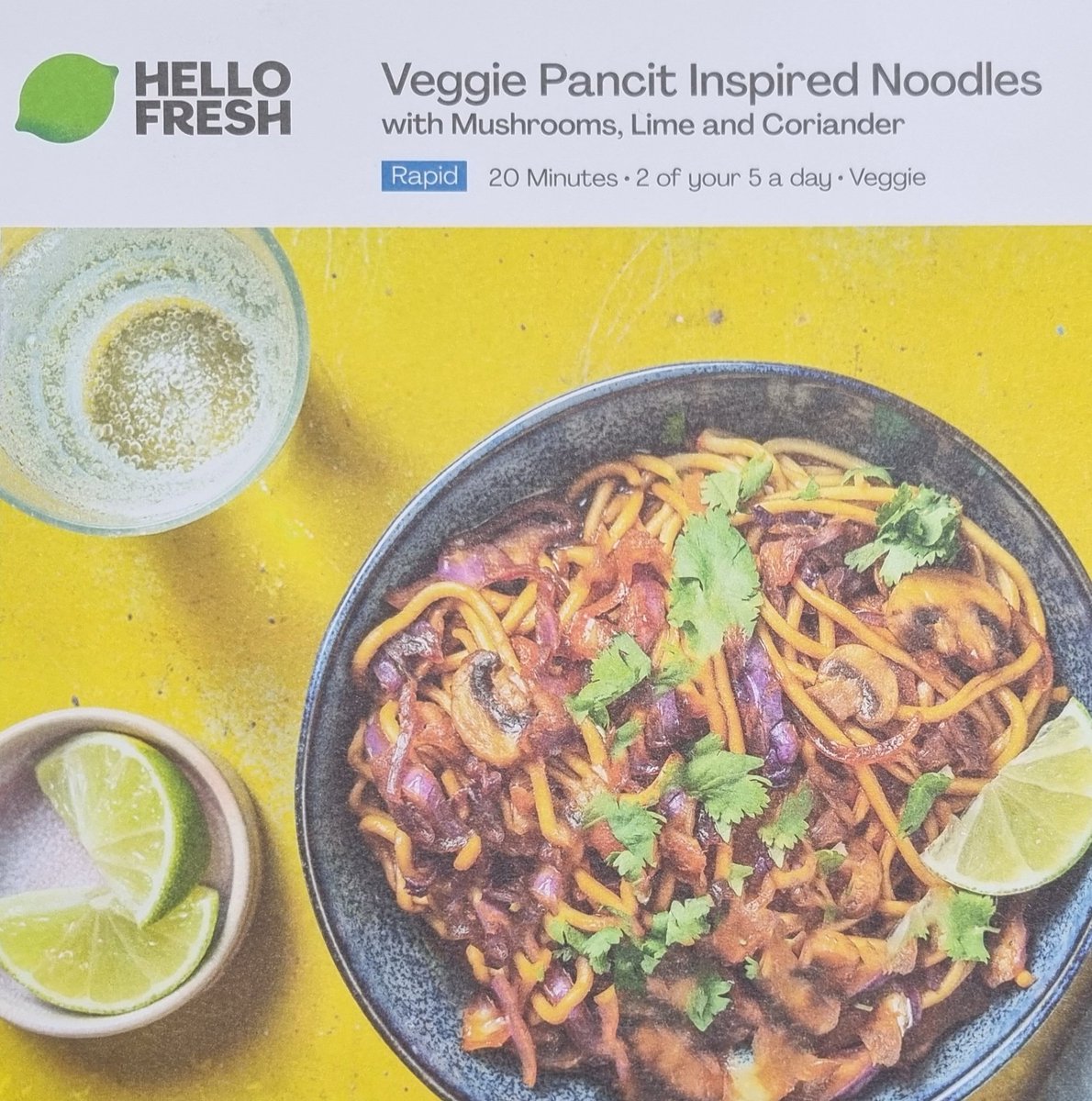GTancred's tweet photo. Mmmm, Veggie Pancit Inspired Noodles with Mushrooms, etc. Except there are no mushrooms in the @HelloFreshUK box. Another week with missing ingredients https://t.co/PSBdV61nft