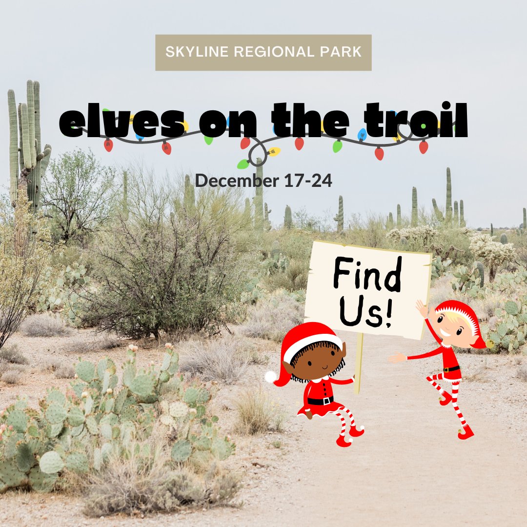 🎅 Santa’s Elves are visiting 🌵 Skyline to warm up and thaw out! Locate 10 of Santa’s Elves along the Red-tailed Hawk trail from December 17-24 for a chance to win a small prize 🎁. Entry details can be seen at the start of trail.