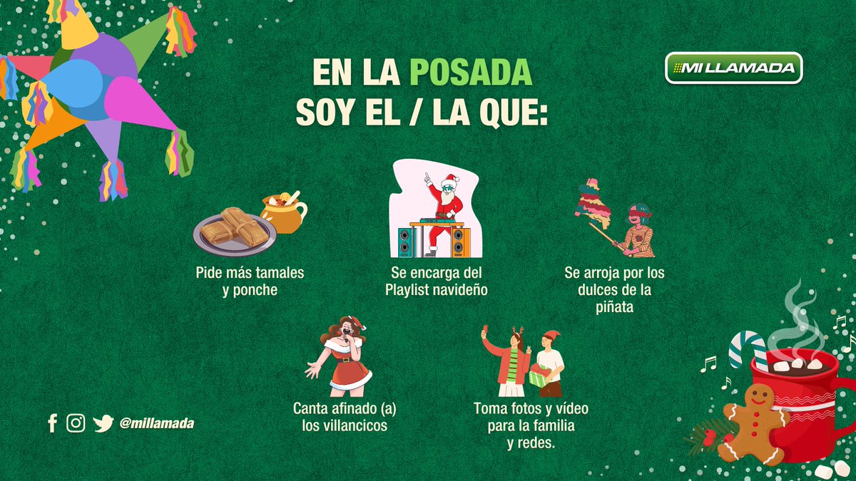 MiLlamada's tweet photo. Y tú ¿quién eres? esperamos disfrutes mucho estas #fiestasdecembrinas #siemprecerca de los tuyos. ⛄🎶
No esperes a quedarte sin GB Data para subir tus fotos, 📲 ingresa a #MiLlamadaApp, y recarga en segundos.
#latinosenusa #domingofamiliar #enlaposadasoy #tradiciones #recargas https://t.co/6pAp1C9yP4
