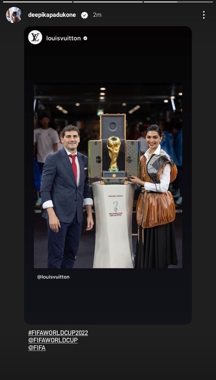 Deepika Padukone FC on X: [Instagram] Deepika Padukone reposted Louis  Vuitton's post via her story #FIFAWorldCup  / X