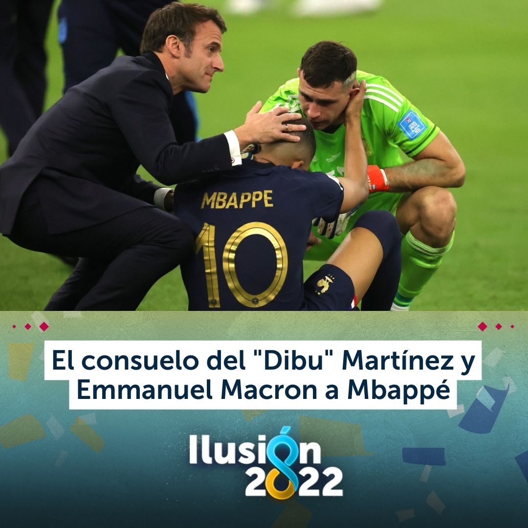🙌 #Ilusión2022 | El Presidente de Francia y el arquero estrella de la "Scaloneta" consolaron a Mbappé tras la derrota

#a24noticias #mundial2022 #qatar2022 #mundialqatar2022 #messi #lionelmessi #scaloneta #scaloni #FutbolArgentino #TodosJuntos #fifaworldcup #Mbappé #Dibu