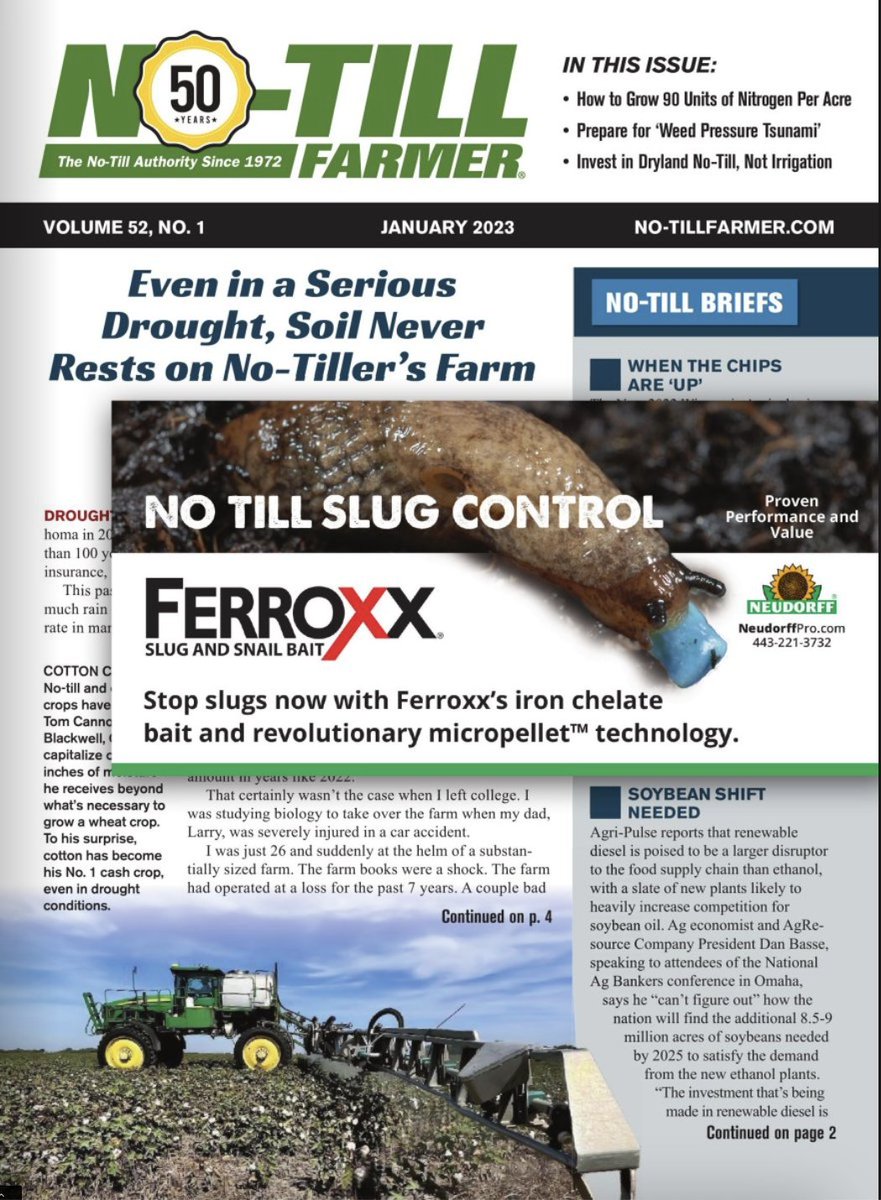 Proven performance and value. Manage your spring slug population with Ferroxx® Slug and Snail Bait's iron-based formulation and exclusive all-weather micropellet™ technology. While you wait, browse this free issue of No-Till Farmer for more helpful tips. ow.ly/EgFa50M60wG