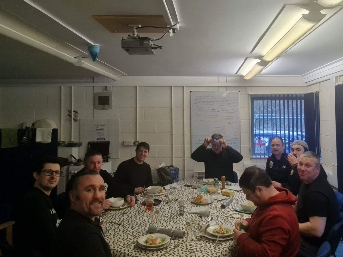 DunsFire's tweet photo. Duns Community fire station crew had their first Christmas meal after 3 yrs of lockdowns.

With thanks to FF @Foss82 creating the majority of the feast, CC @JamierentonRDC cooking and preparing the langoustine starter and FF @wakelam1267
For providing some Venison. @fire_scot https://t.co/W5VhMaOfMd
