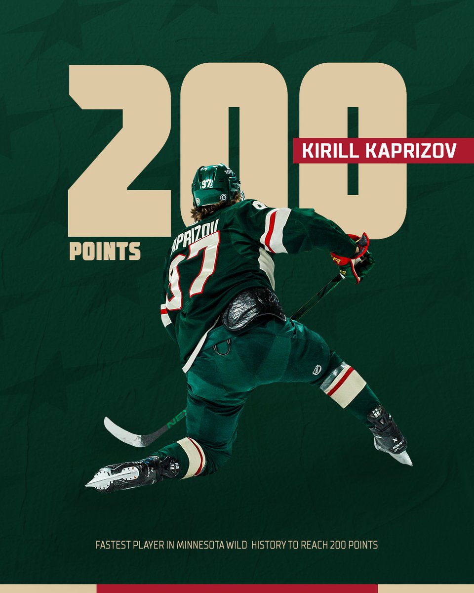mnwild's tweet photo. ✅23rd player to collect 200 points in 167 games or less in NHL history (T-22nd fastest).
✅ Fifth fastest left wing in NHL history to reach 200 points.
✅Fastest player in Minnesota Wild history to reach 200 points.

OUR KING 🤴 #mnwild https://t.co/j1SDe4ku8G