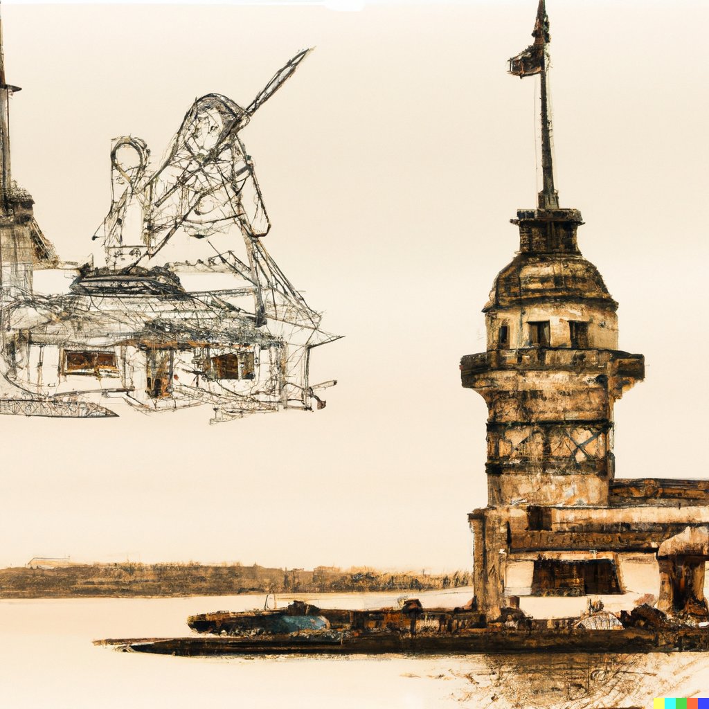 Leonardo Da Vinci tarz�nda K�z Kulesi Resimleri - Dall-E
