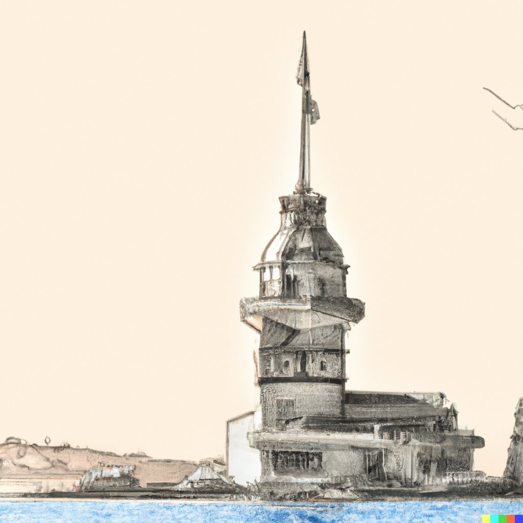 Leonardo Da Vinci tarz�nda K�z Kulesi Resimleri - Dall-E