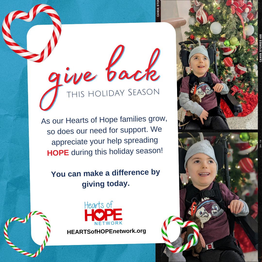 Don't forget to GIVE this holiday season!

As our Hearts of Hope families grow, so does our need for support. We appreciate your help spreading HOPE during this holiday season!

You can make a difference by giving today.

Heartsofhopenetwork.org/donate 

#spreadhope #christmas  #donate