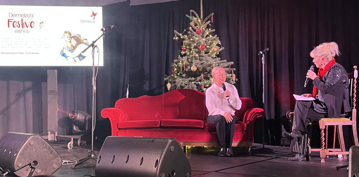 ⁦<a href="/Cherylbaker/">Cheryl Baker 💙</a>⁩ now on stage with Jayne Torvill another Vice President and huge support of ⁦@DemelzaHospice⁩ ⁦<a href="/onebiggins/">Christopher Biggins</a>⁩ ⁦<a href="/EamonnHolmes/">Eamonn Holmes OBE</a>⁩
