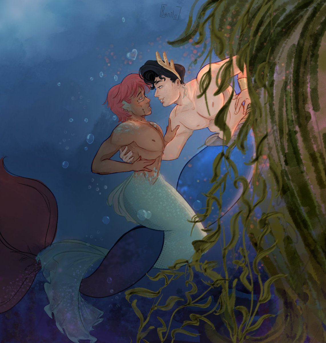 Bonitacitaa's tweet photo. JayJon Week: Mermaids
.
Here Jay is a human who turned himself into a merman temporarily because he fell in love with a Merman prince (Jon) It’s like reverse little mermaid 🧜🏻♂️♡🧜🏼♂️
#JayJonWeek #JayNakamura #JonKent #jonjay #sonofkalel https://t.co/CkiVHOG8jB