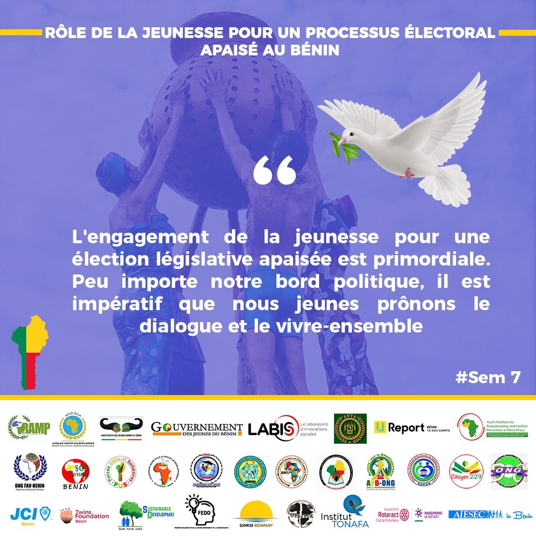 SourouRudy's tweet photo. Jeune engage toi pour une élection apaisée. Rien ne vaut la paix.
@RockAhoton
@UReportBenin
#CampagneDigitale
#Sem7
#TaVoixCompte https://t.co/3jSmQ12BaI
