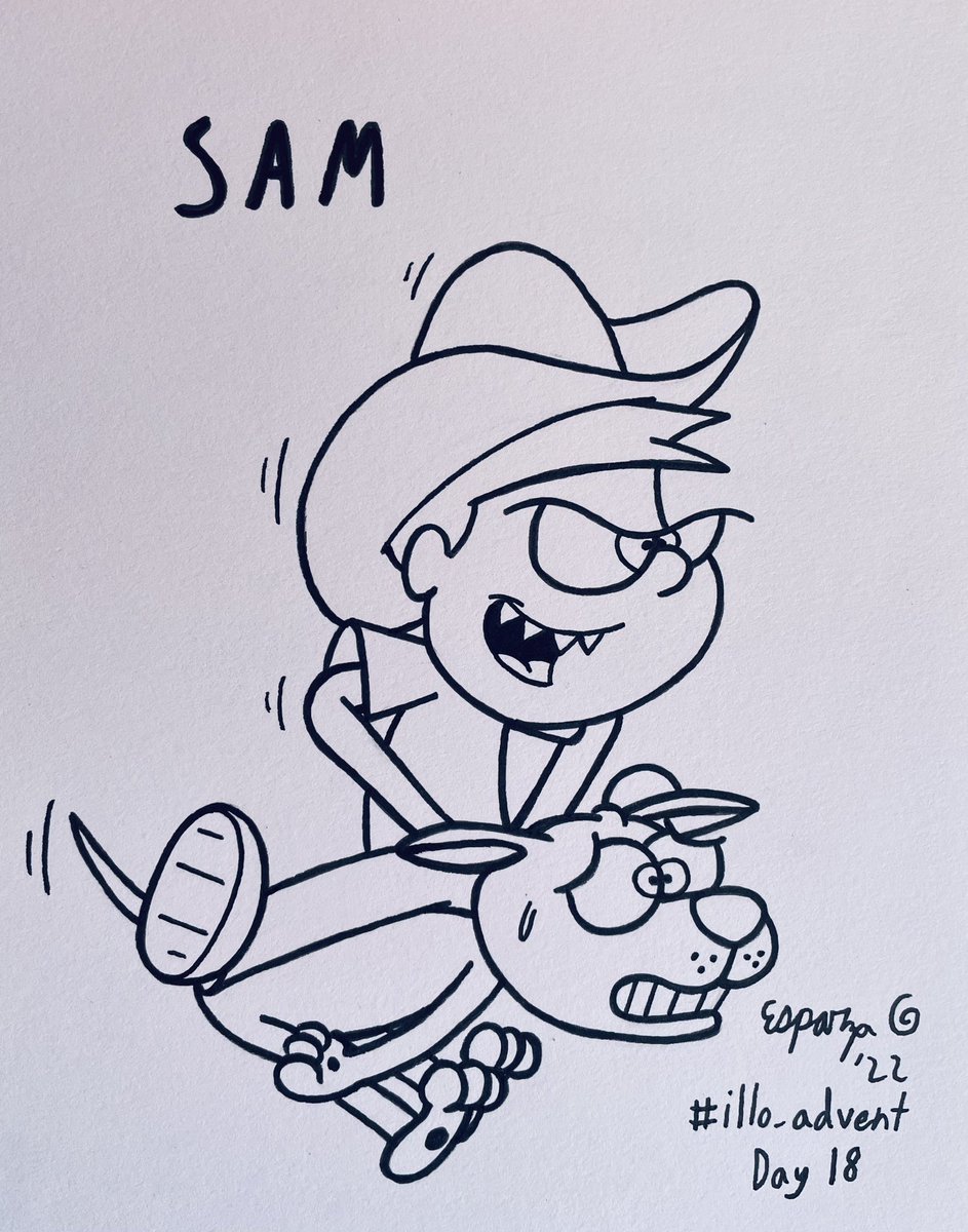 JonsCrazyTweets's tweet image. It’s #illo_advent Day 18! Only a week to go here and we’re rounding the corner towards the homestretch with Saddlesore Sam! And believe me if this #NaughtyList lifer were my kid, he’d have a hard time sitting on a saddle after terrorizing a poor dog! #illo_adventDay18 #Christmas