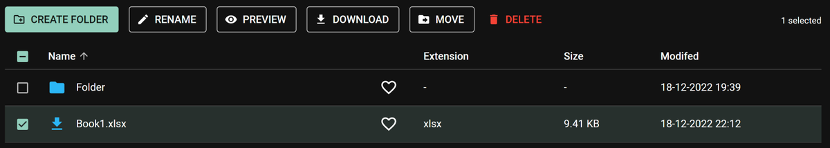 ic_dappbox's tweet photo. Here's a quick preview of how we show your stored data!

See what kind actions are available for this selected `.xlsx` file 👀

#InternetComputer #DFINITY #IC #ICP #ICPeople #Web3 #decentralized https://t.co/siJFcBwXhv