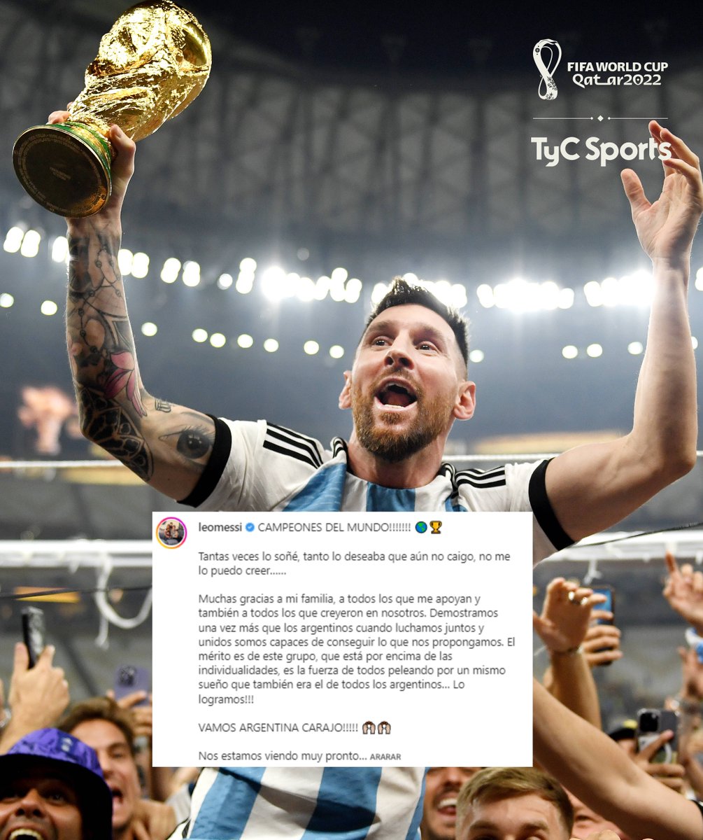 TyCSports's tweet image. ✍️ GRACIAS A VOS POR SER ARGENTINO, L10. 

#TyCSportsMundial