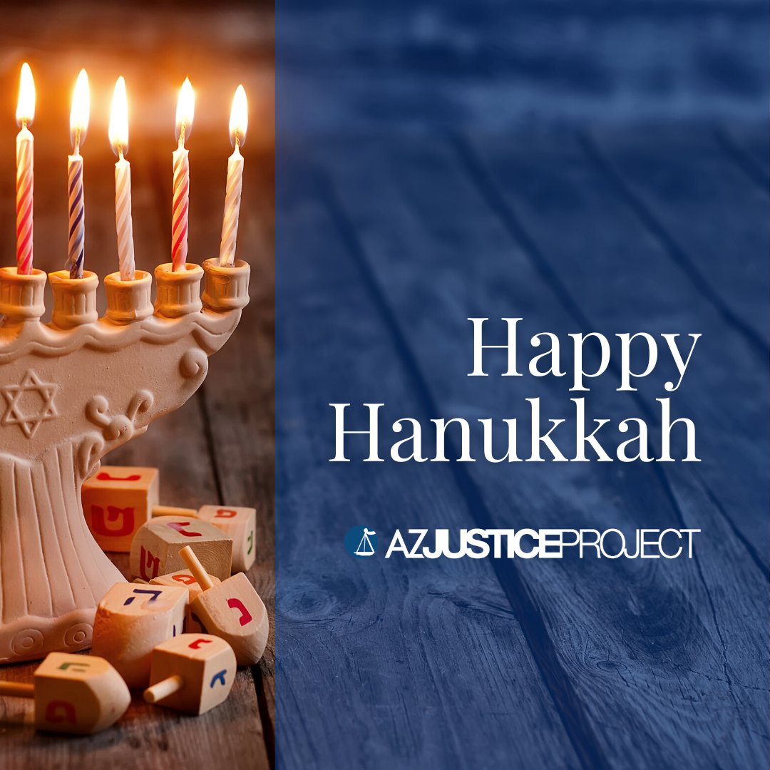 ArizonaJP's tweet photo. Happy Hanukkah to everyone celebrating this evening! 

#ArizonaJusticeProject #Hanukkah https://t.co/cdhEZQNyYo