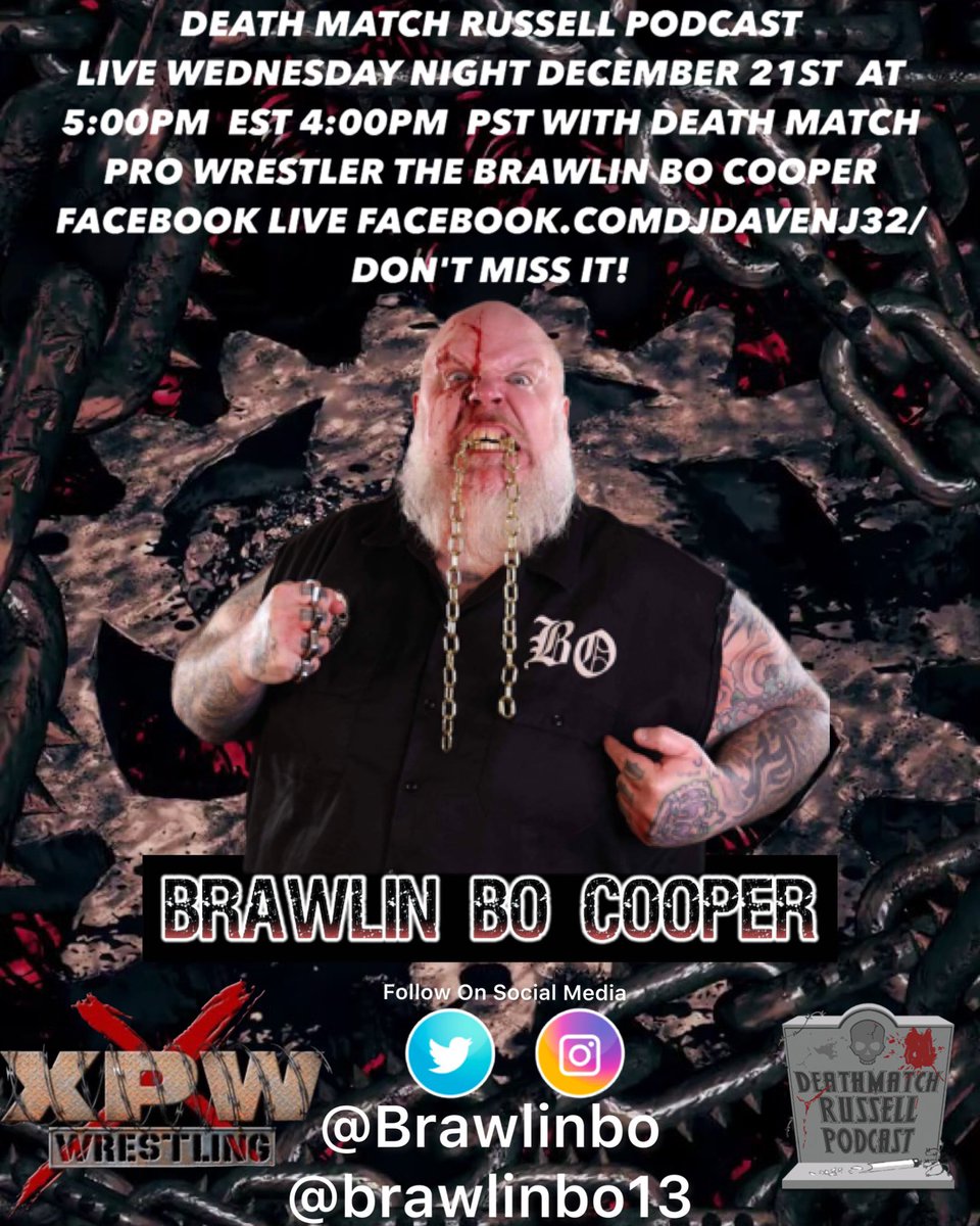 Like Share Retweet! #BrawlinBoCooper  #RudeCrudeTattooed #PunkRockPowerHouse #XPWWrestling #SupportProWrestling #SupportindyWrestling #SupportLuchaWrestling #SupportWomensWrestling #SupportDeathMatchWrestling #WrestlingCommunity #DeathMatchRussellPodCast  @BrawlinBo