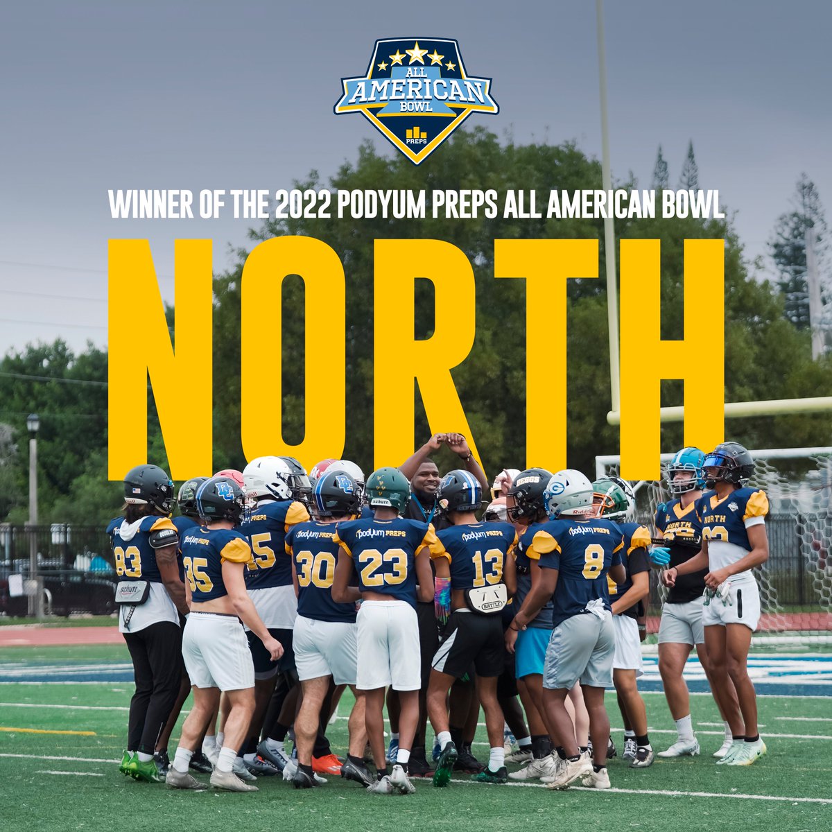 PP_All_American's tweet photo. 🔵🟡 TEAM NORTH WINS!
🏆 Winner of the 2022 Podyum Preps All-American Bowl is team North.

#EarnYourLevel #BePrepared #PPAllAmerican #GetRecruited #MiamiBeach #GetYourWin #ScholarshipsOffered #PodyumPreps https://t.co/zaz82oHIa1